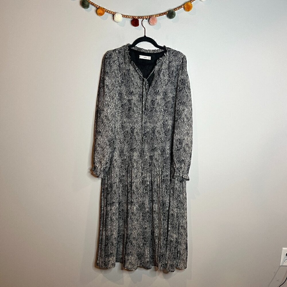 Mango black snakeskin print boho dress - Picture 2 of 6